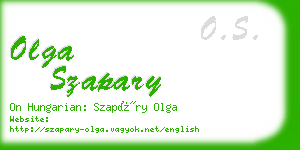 olga szapary business card